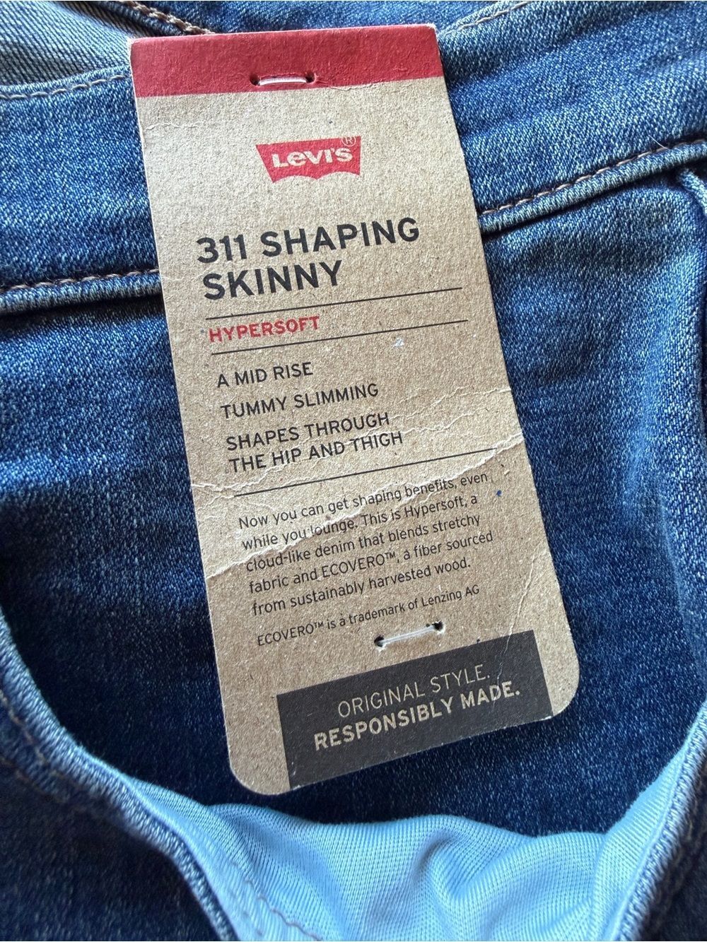 Levi's 311 Shaping Skinny Jeans Tummy Control Stretch Medium Wash Blue 20W NEW - Picture 7 of 13